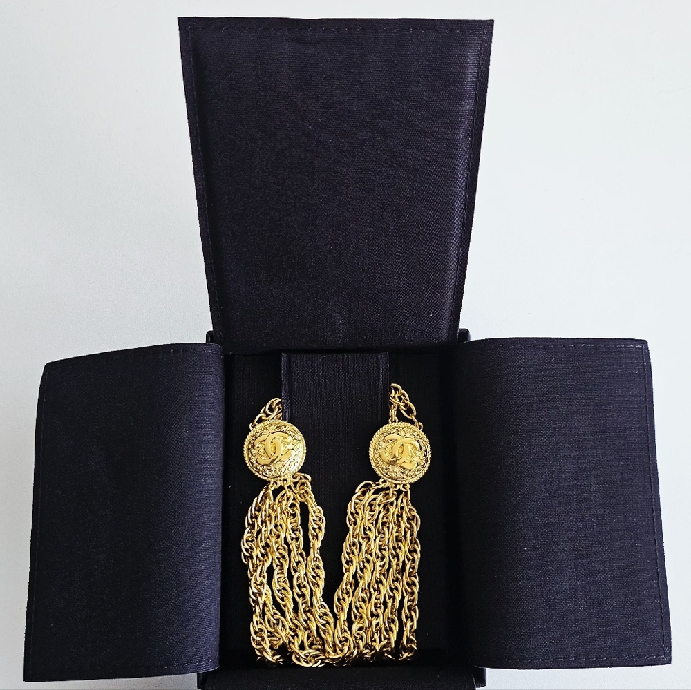 Vintage Chanel Lagerfeld Iconic Statement CC Swagged Collar Gold-plated Necklace - Picture 11 of 11